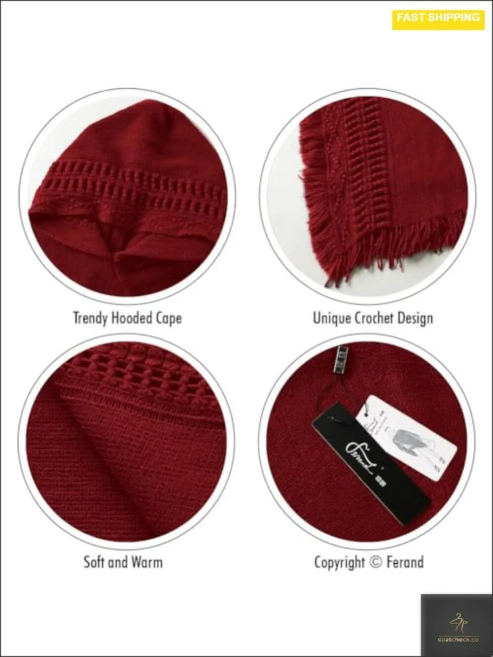 Hooded Knit Poncho with Fringe - Witchy Gothic Cape